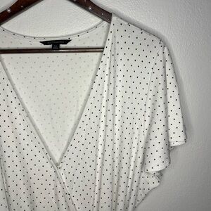 Banana Republic White Polka Dot Ruffle Hem Wrap Dress NWOT Size XXL